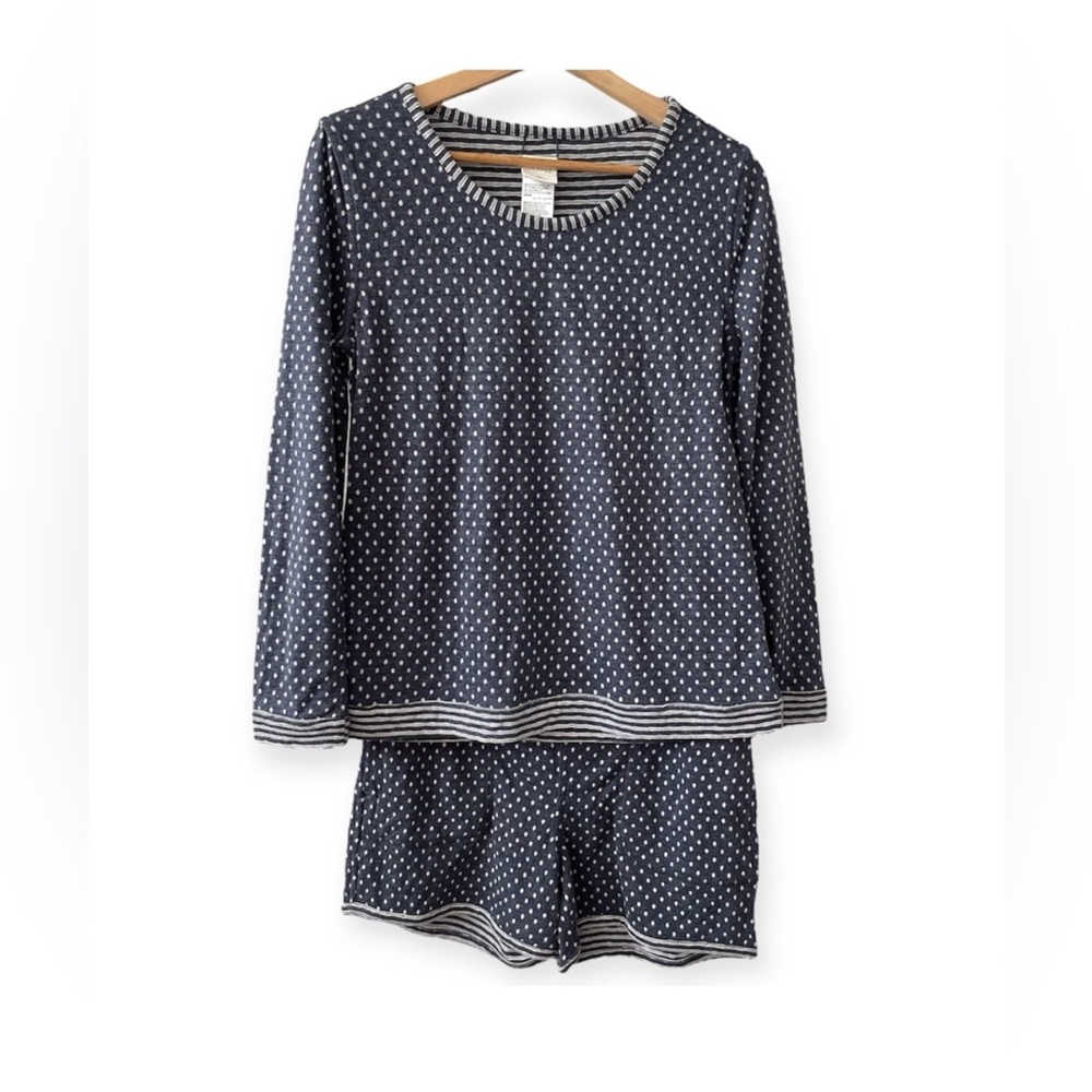 Soma Reversible Double Knit Long Sleeve Top Shorts Pajama Set